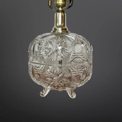 Vintage Glass Table Lamp with Tripod Feet