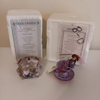 "FLIGHTS OF FANCY" MUSICAL TRINKET BOX AND "RED HAT-TEAS COLLECTION"