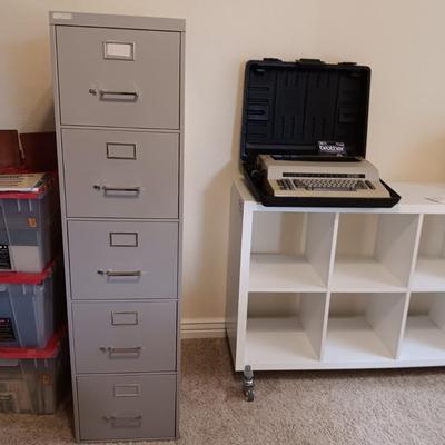 BROTHER ELECTRIC TYPEWRITER AND A 5 DRAWER FILING CABINET