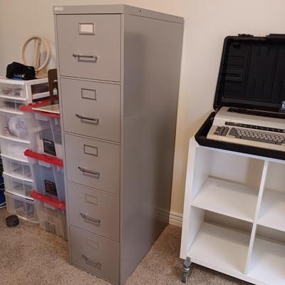 BROTHER ELECTRIC TYPEWRITER AND A 5 DRAWER FILING CABINET