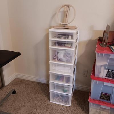 MULTI DRAWER ORGANIZER FILLED WITH CRAFT AND SEWING ITEMS
