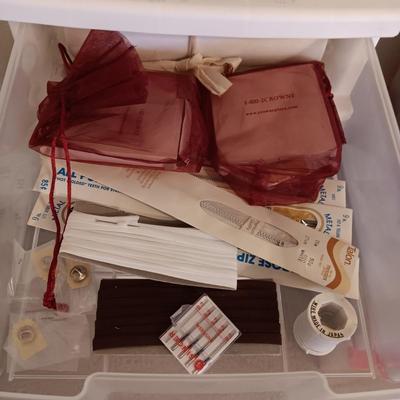 MULTI DRAWER ORGANIZER FILLED WITH CRAFT AND SEWING ITEMS