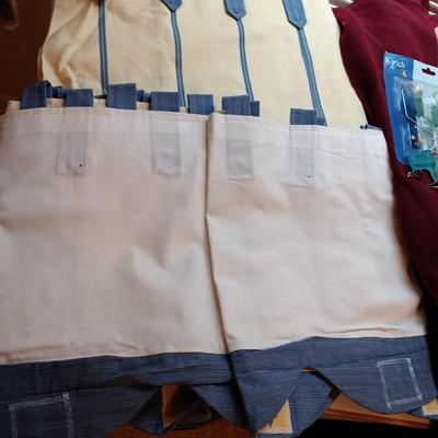 3 PANEL VALANCE CURTAINS, 3 COLOR WINDOW SWAG AND CURTAIN HARDWARE