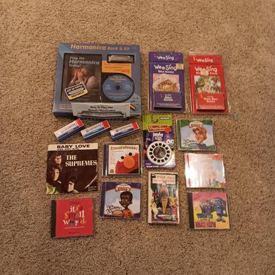 3 HARMONICAS. INSTRUCTION CD/BOOK & CHILDREN'S CD'S AND CASSETTES