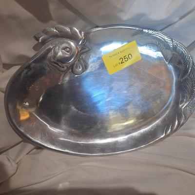 Sale Photo Thumbnail #740: Pewter tray- chicken