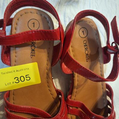 Sale Photo Thumbnail #937: girls size 1 red strappy sandals