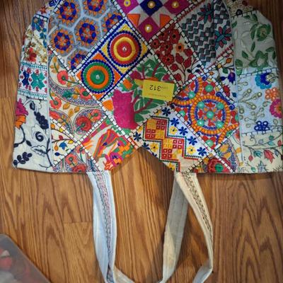 Sale Photo Thumbnail #962: embroidered and other design  It opens up real big would make a great beach bag or computer bag or just a bag to carry a bunch of stuff.