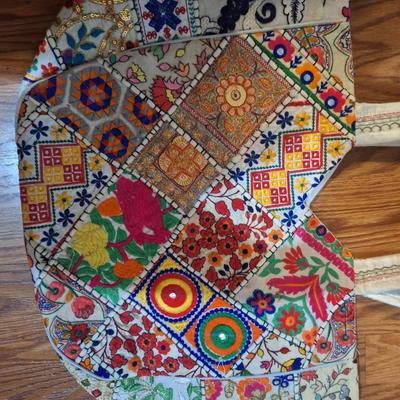 Sale Photo Thumbnail #964: embroidered and other design  It opens up real big would make a great beach bag or computer bag or just a bag to carry a bunch of stuff.