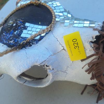 Sale Photo Thumbnail #152: the decorated pieces need attention but it's a great skull