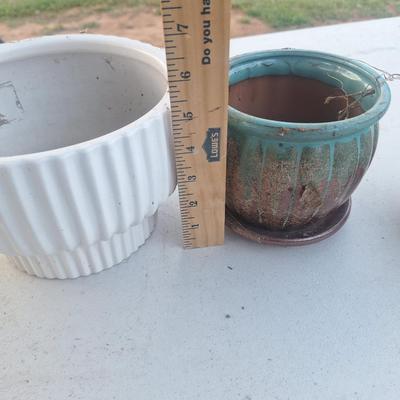 Sale Photo Thumbnail #170: 2 are pottery one is brass