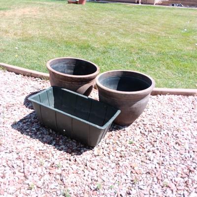 3 LARGE FLOWER POTS