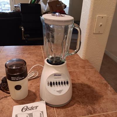 OSTER 14 SPEED BLENDER AND A COFFEE BEAN GRINDER