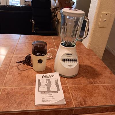 OSTER 14 SPEED BLENDER AND A COFFEE BEAN GRINDER