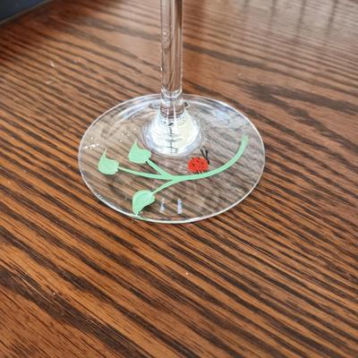 8 HAND PAINTED BUTTERFLIES ON LENOX CRYSTAL STEMMED GLASSES