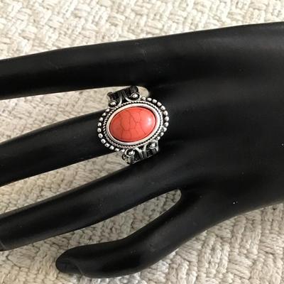 Faux stone adjustable ring