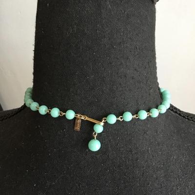 Duane 1950s vintage turquoise and white enamel flower, choker style necklace