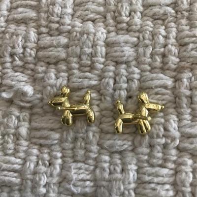 Cute gold tone dog stud earrings