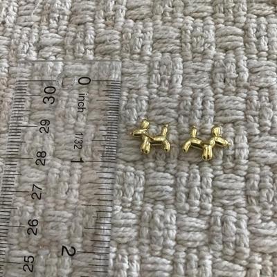 Cute gold tone dog stud earrings