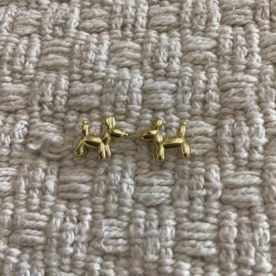 Cute gold tone dog stud earrings