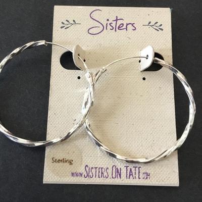 Beautiful sterling, silver hoop earrings