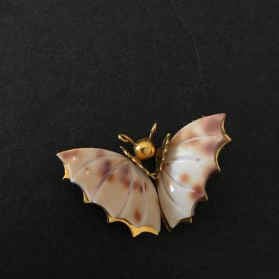 Beautiful, vintage moth, gold toned shell carved