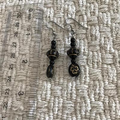 Vintage black beaded dangle earrings