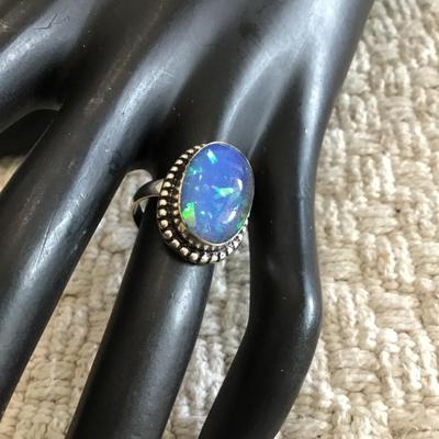 Opal type sterling silver ring