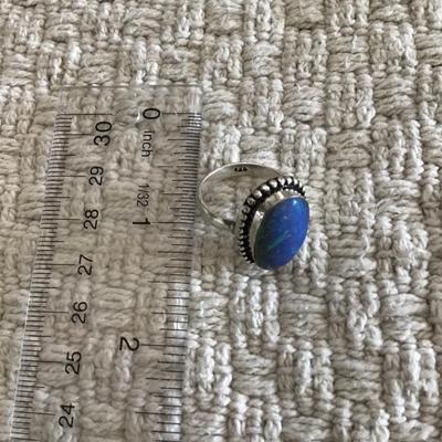 Opal type sterling silver ring