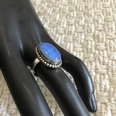 Opal type sterling silver ring