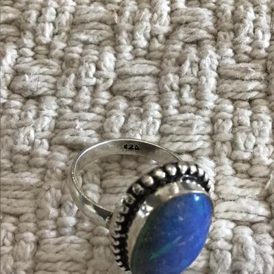 Opal type sterling silver ring