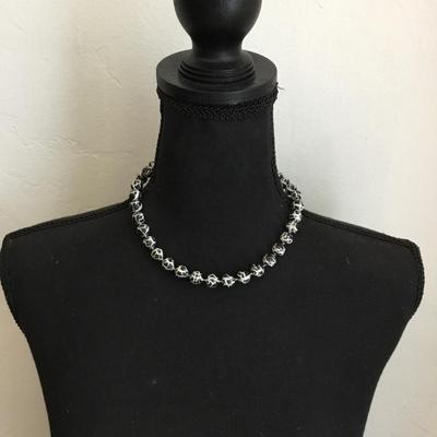 Cool vintage, unique crackle, black and white crackle beaded necklace