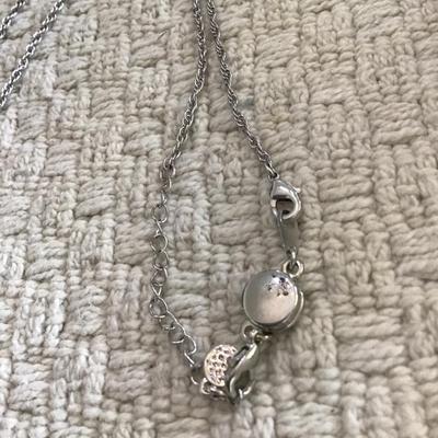 Lauren Conrad mom heart blue faceted glass pendant silver necklace