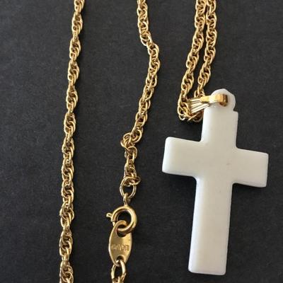 Vintage Avon porcelain cross necklace and gold tone chain necklace. Very beautiful very nice.