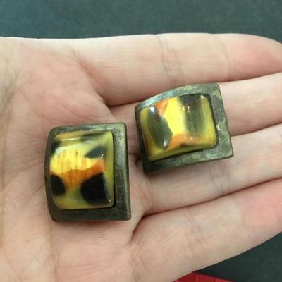 Vintage ethnic clip on earrings