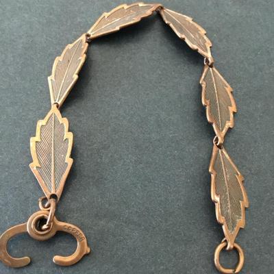 Beautiful, vintage copper leaf bracelet