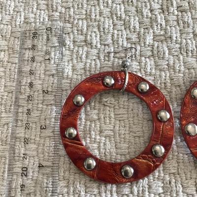 Big chunky leather hoop earrings