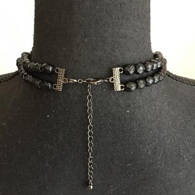 Beautiful, black bead, rhinestone statement necklace