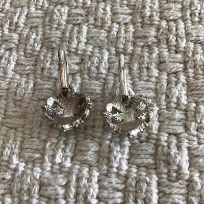 Vintage silver tone elegant dangle earrings