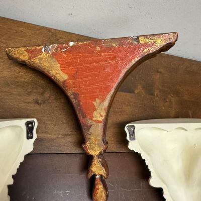 Lot of 3 Display Shelves Plaster Chalkware