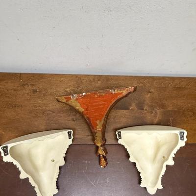 Lot of 3 Display Shelves Plaster Chalkware