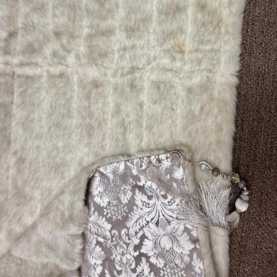 Gray Table Runner with corner tassels