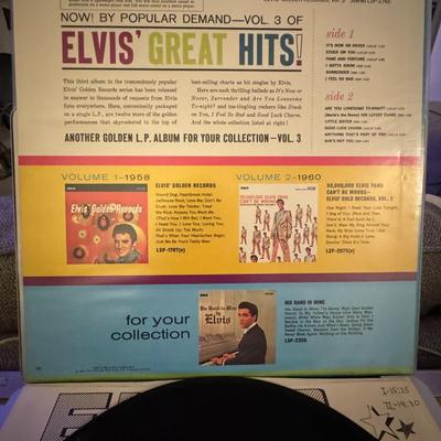Sale Photo Thumbnail #46: Elvis' Golden Records Volume 3 by Elvis Presley. 
Here's some information about this classic album:
Release and Content: Released by RCA Victor on August 12, 1963, as LPM/LSP-2765, it is the third installment in Elvis's "Golden Records" compilation series