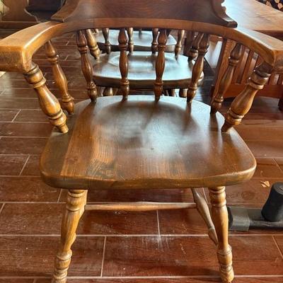 Heavy Vintage Pub/Trestle Base Dining Table & 6 Chair