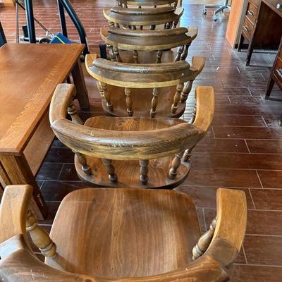 Heavy Vintage Pub/Trestle Base Dining Table & 6 Chair