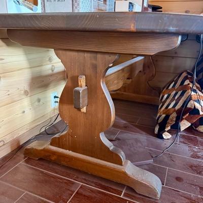 Heavy Vintage Pub/Trestle Base Dining Table & 6 Chair