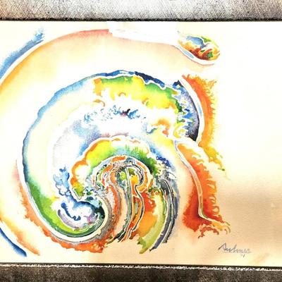 Framed Abstract Rainbow Swirl Print