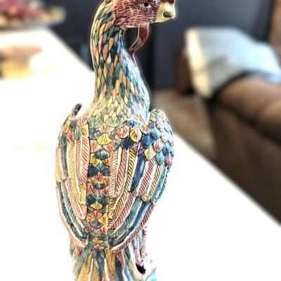 Phoenix Sculpture with Floral Designs