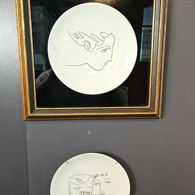 2 Picasso Line Drawings on Plates