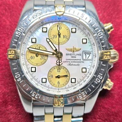 Lot 5: Breitling Chrono Cockpit Two-Tone Men's Watch - 18KT Gold Accents
