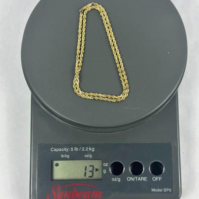Lot 22: 14k Gold Necklace - 13g